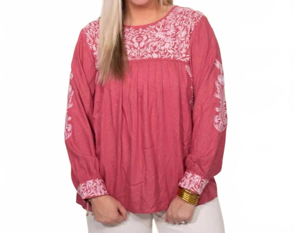 NEW LAYERZ CLOTHING lyndi embroidered top in pink